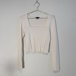 Dynamite Cream Square Neck Long Sleeve Top
